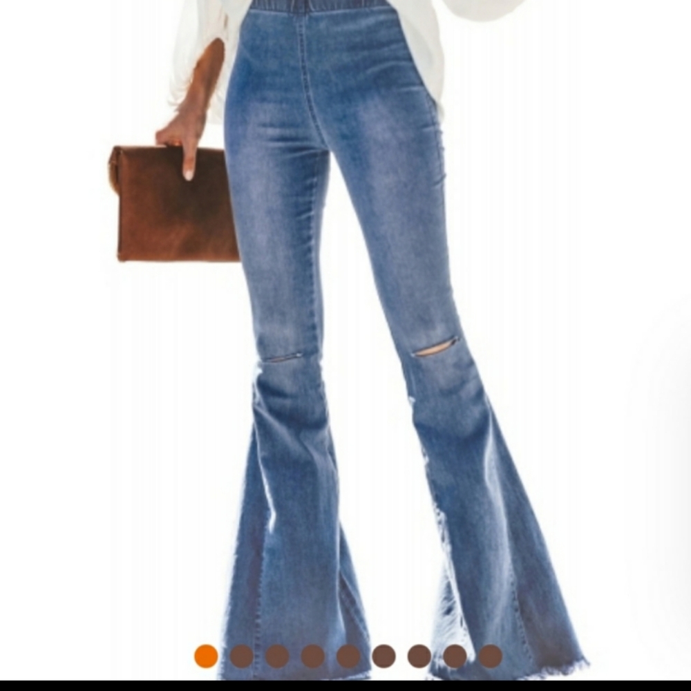 Stretch pull on Bell bottom jeans